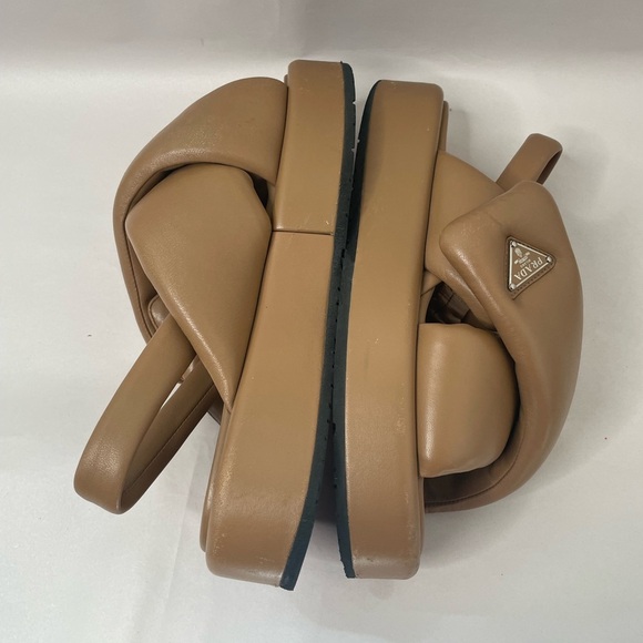 PRADA Padded Slingback Soft Leather Sandals - Picture 9 of 13
